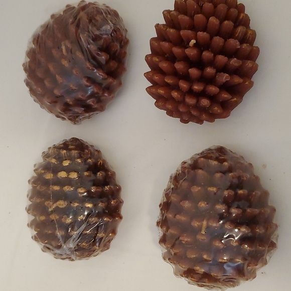 Pottery Barn 4 Fall Pine Cone Candles - Picture 2 of 4